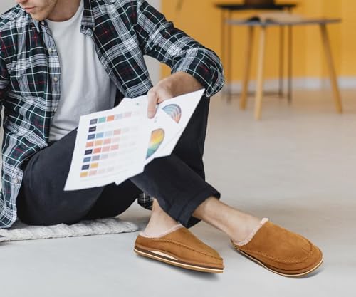 KuaiLu Mens Clog Slippers with Arch Support and Memory Foam Rubber Sole